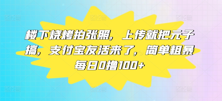 楼下烧烤拍张照，上传就把元子搞，支付宝友活来了，简单粗暴每日0撸100+网赚项目-副业赚钱-互联网创业-资源整合惰昔网创