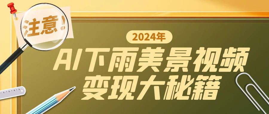一键生成AI下雨美景视频，零基础打造1700万播放神作，手把手教你变现秘籍网赚项目-副业赚钱-互联网创业-资源整合惰昔网创
