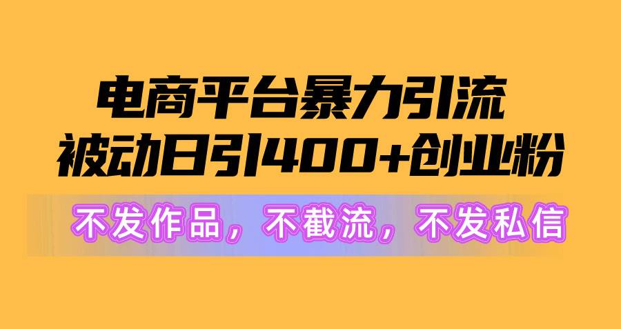 电商平台暴力引流,被动日引400+创业粉不发作品，不截流，不发私信网赚项目-副业赚钱-互联网创业-资源整合惰昔网创