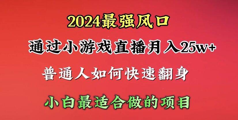 2024年最强风口，通过小游戏直播月入25w+单日收益5000+小白最适合做的项目网赚项目-副业赚钱-互联网创业-资源整合惰昔网创