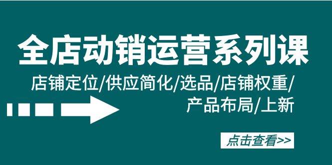 全店·动销运营系列课：店铺定位/供应简化/选品/店铺权重/产品布局/上新网赚项目-副业赚钱-互联网创业-资源整合惰昔网创