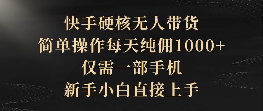 快手硬核无人带货，简单操作每天纯佣1000+,仅需一部手机，新手小白直接上手网赚项目-副业赚钱-互联网创业-资源整合惰昔网创