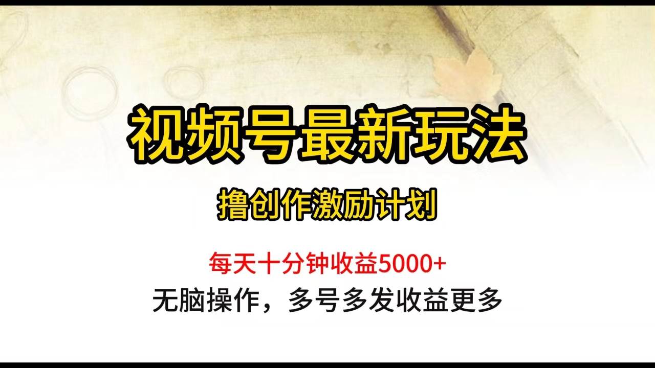 视频号最新玩法，每日一小时月入5000+网赚项目-副业赚钱-互联网创业-资源整合惰昔网创