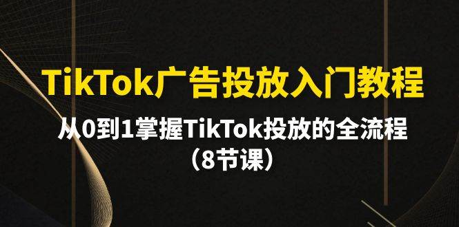 TikTok广告投放入门教程，从0到1掌握TikTok投放的全流程（8节课）网赚项目-副业赚钱-互联网创业-资源整合惰昔网创