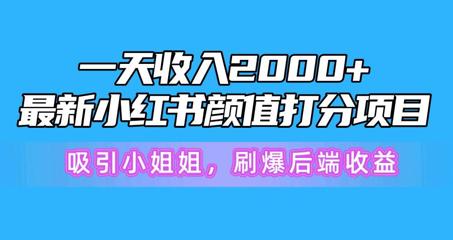 一天收入2000+，最新小红书颜值打分项目，吸引小姐姐，刷爆后端收益网赚项目-副业赚钱-互联网创业-资源整合惰昔网创
