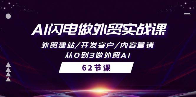 AI闪电做外贸实战课，外贸建站/开发客户/内容营销/从0到3做外贸AI-62节网赚项目-副业赚钱-互联网创业-资源整合惰昔网创