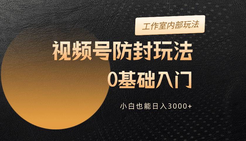 2024视频号升级防封玩法，零基础入门，小白也能日入3000+网赚项目-副业赚钱-互联网创业-资源整合惰昔网创