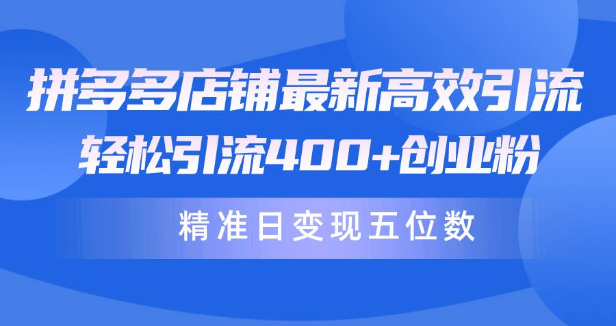 拼多多店铺最新高效引流术，轻松引流400+创业粉，精准日变现五位数！网赚项目-副业赚钱-互联网创业-资源整合惰昔网创