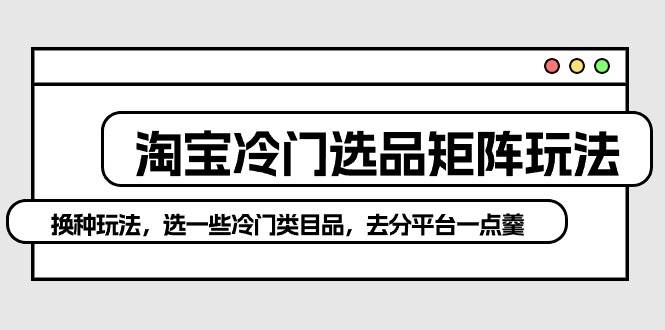 淘宝冷门选品矩阵玩法：换种玩法，选一些冷门类目品，去分平台一点羹网赚项目-副业赚钱-互联网创业-资源整合惰昔网创